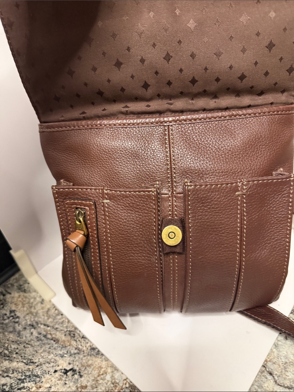 Fossil Brown Leather Crossbody Bag - Picture 9 of 10